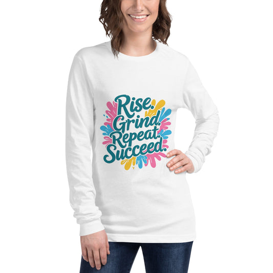 Long Sleeve T-Shirt with 'Rise. Grind. Repeat. Succeed.' - Collections by Moke 69858493