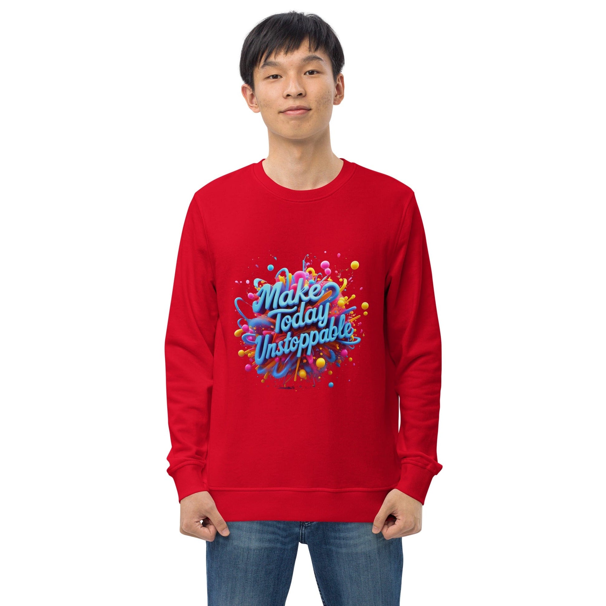 Organic Sweatshirt with 3D render of "Make Today Unstoppable" - Collections by Moke 11918078