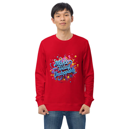 Organic Sweatshirt with 3D render of "Make Today Unstoppable" - Collections by Moke 11918078