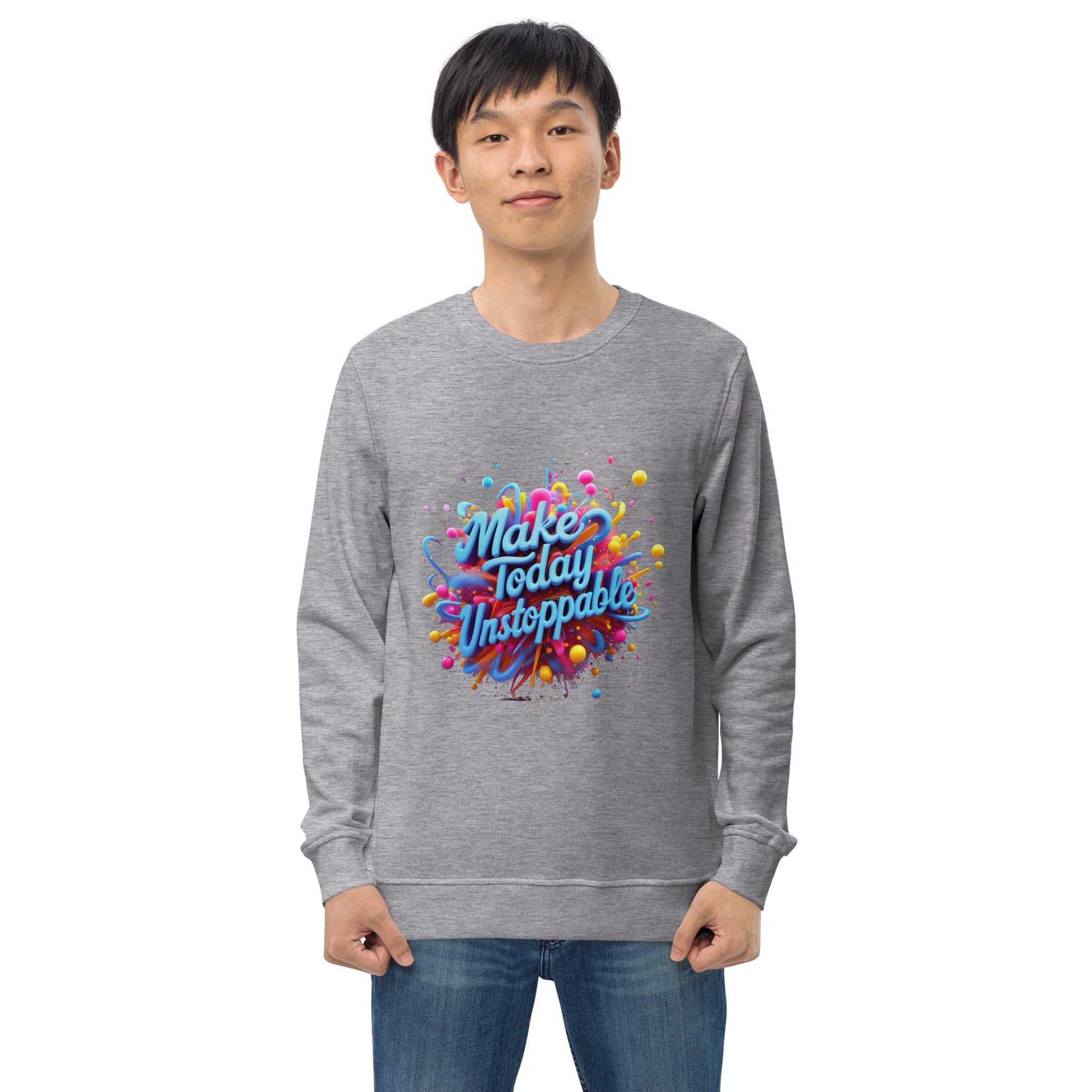 Organic Sweatshirt with 3D render of "Make Today Unstoppable" - Collections by Moke 8796175
