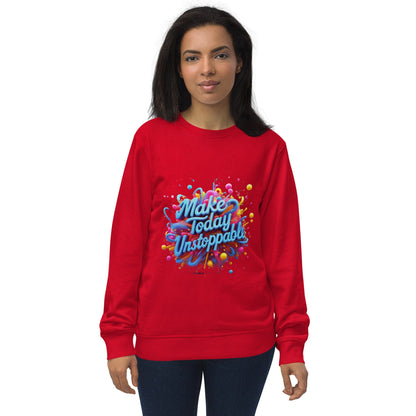 Organic Sweatshirt with 3D render of "Make Today Unstoppable" - Collections by Moke 63626563