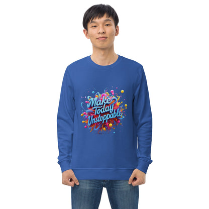 Organic Sweatshirt with 3D render of "Make Today Unstoppable" - Collections by Moke 40143629
