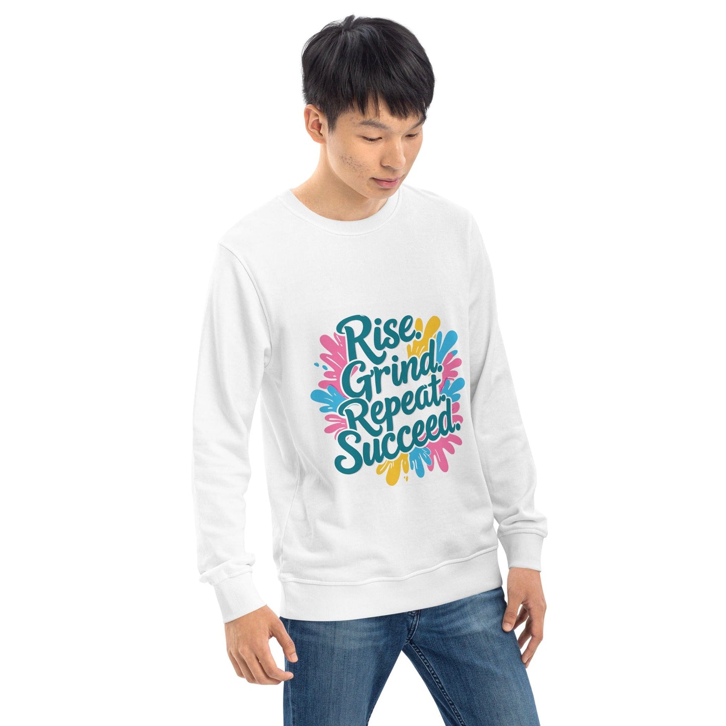 Organic Sweatshirt with 'Rise. Grind. Repeat. Succeed.' - Collections by Moke 81741113