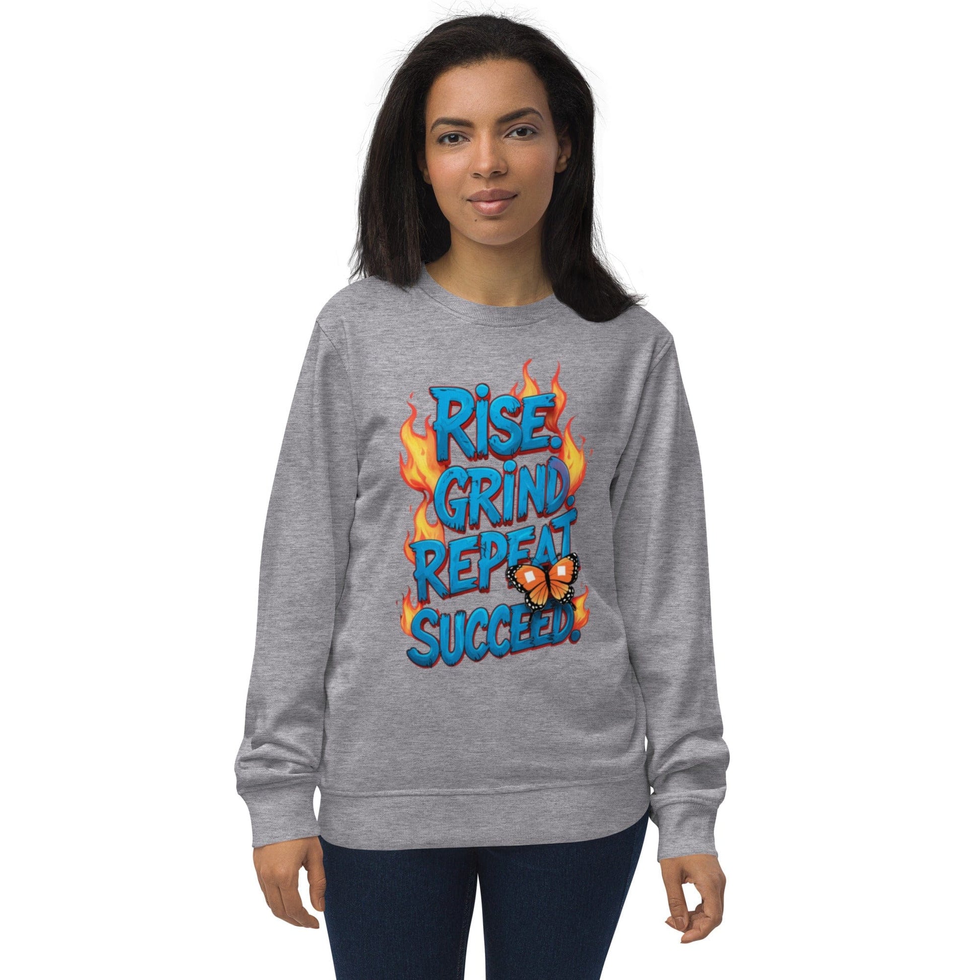 Organic Sweatshirt with "Rise, Grind, Repeat, Succeed" - Collections by Moke 1282799