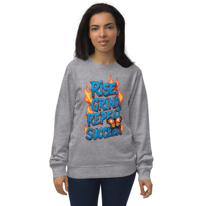 Organic Sweatshirt with "Rise, Grind, Repeat, Succeed" - Collections by Moke 1282799