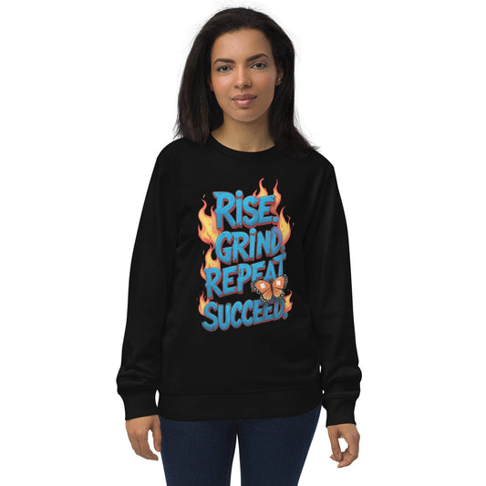 Organic Sweatshirt with "Rise, Grind, Repeat, Succeed" - Collections by Moke 91671349