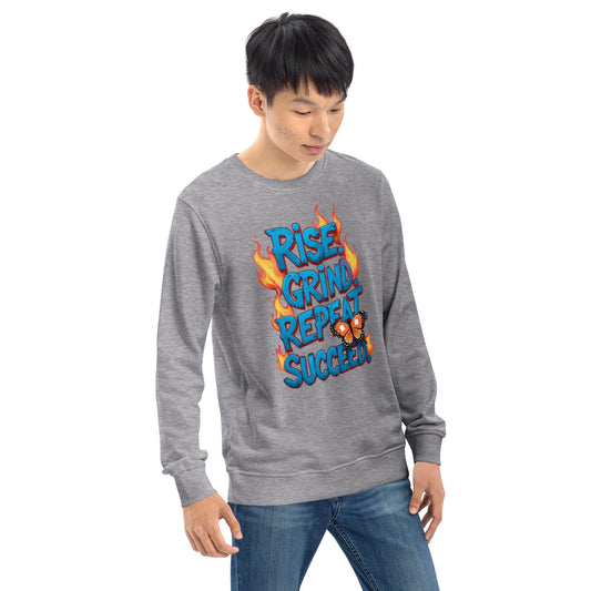 Organic Sweatshirt with "Rise, Grind, Repeat, Succeed" - Collections by Moke 18614211