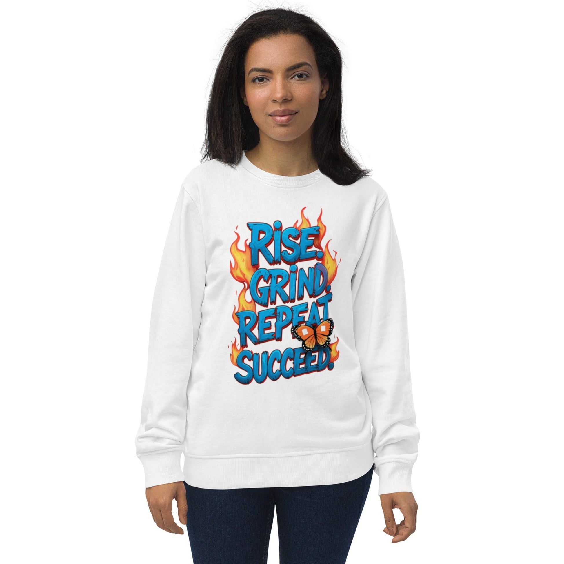 Organic Sweatshirt with "Rise, Grind, Repeat, Succeed" - Collections by Moke 44037449