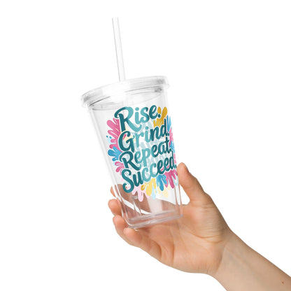 Plastic Tumbler with 'Rise. Grind. Repeat. Succeed.' - Collections by Moke 12087007