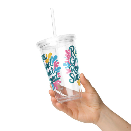 Plastic Tumbler with 'Rise. Grind. Repeat. Succeed.' - Collections by Moke 7124180