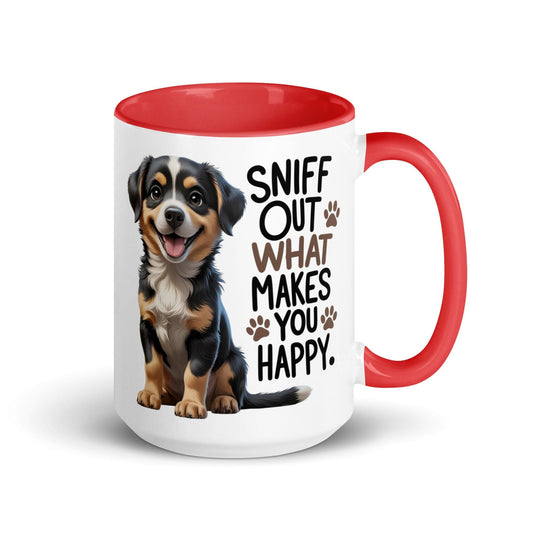 Puppy on 15oz Ceramic Mug with "sniff out what makes you happy" - Collections by Moke 11871653