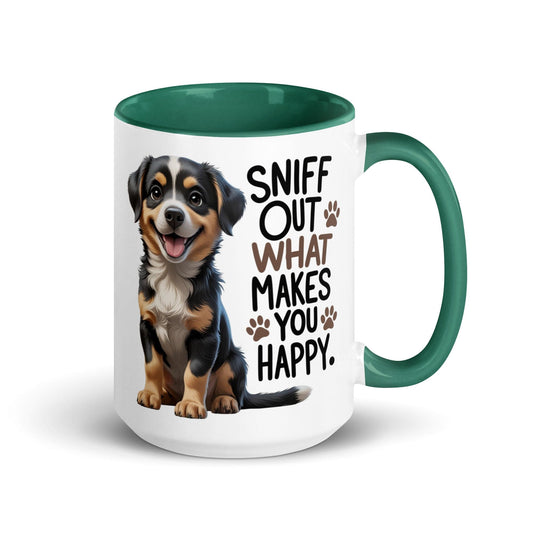 Puppy on 15oz Ceramic Mug with "sniff out what makes you happy" - Collections by Moke 82763562