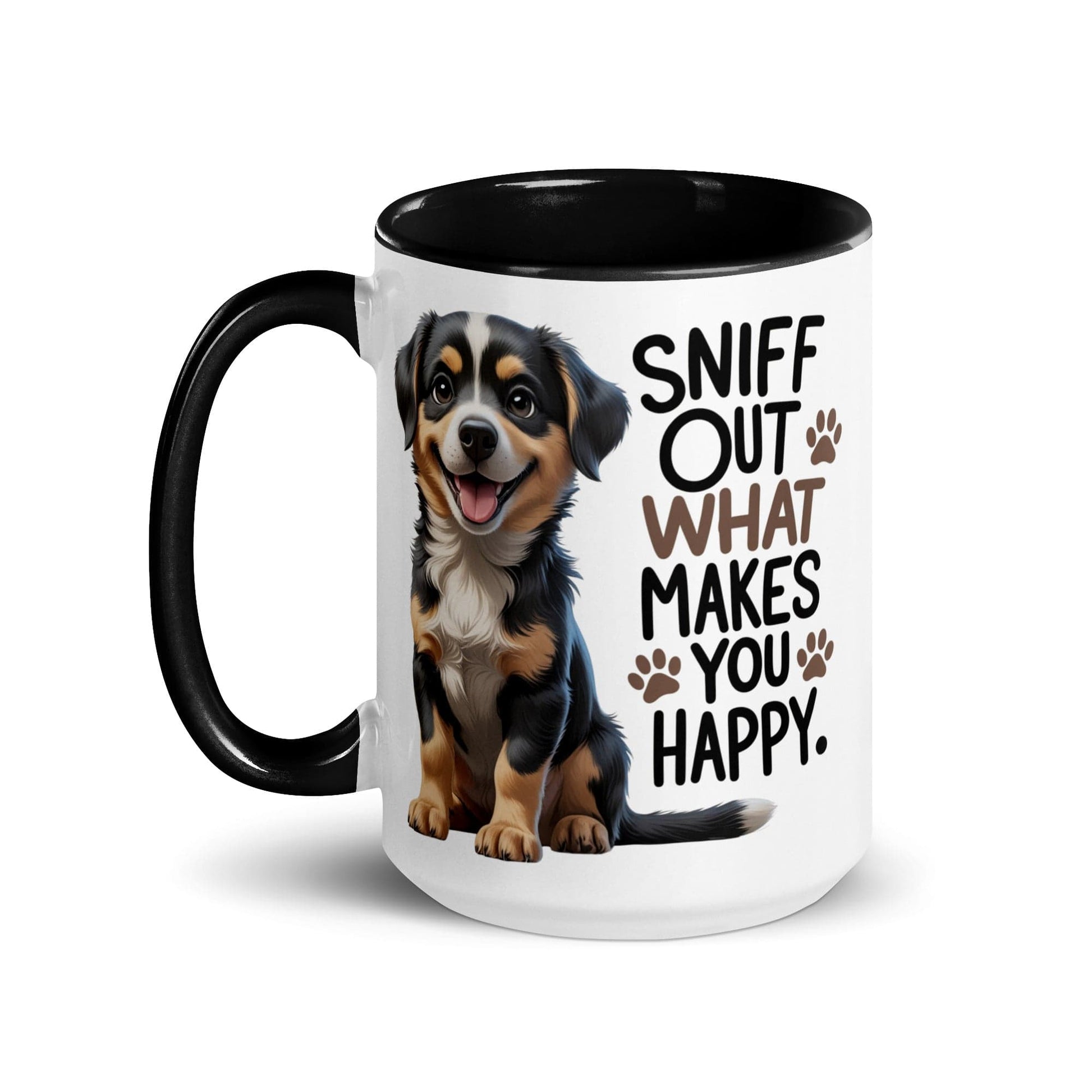 Puppy on 15oz Ceramic Mug with "sniff out what makes you happy" - Collections by Moke 85079461