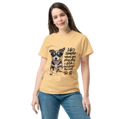 Puppy on Classic T-Shirt with 'Life’s simpler' - Collections by Moke 56407909