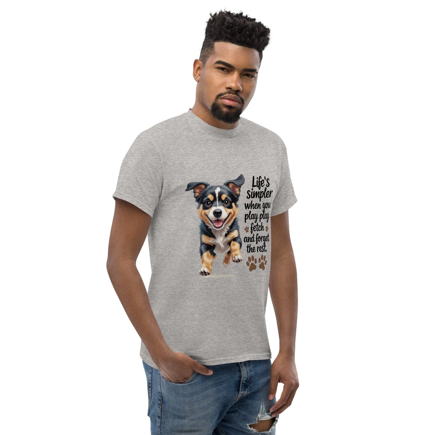 Puppy on Classic T-Shirt with 'Life’s simpler' - Collections by Moke 75402444