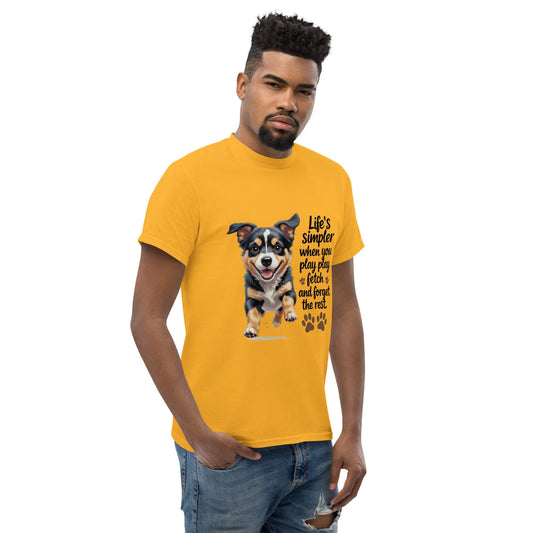 Puppy on Classic T-Shirt with 'Life’s simpler' - Collections by Moke 28119696