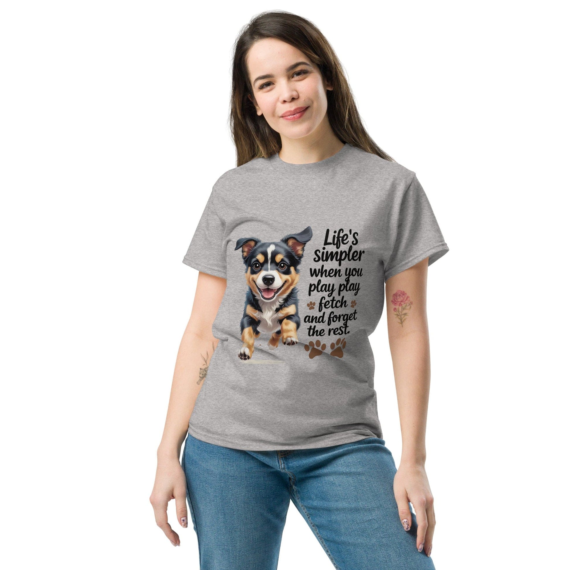 Puppy on Classic T-Shirt with 'Life’s simpler' - Collections by Moke 6784135
