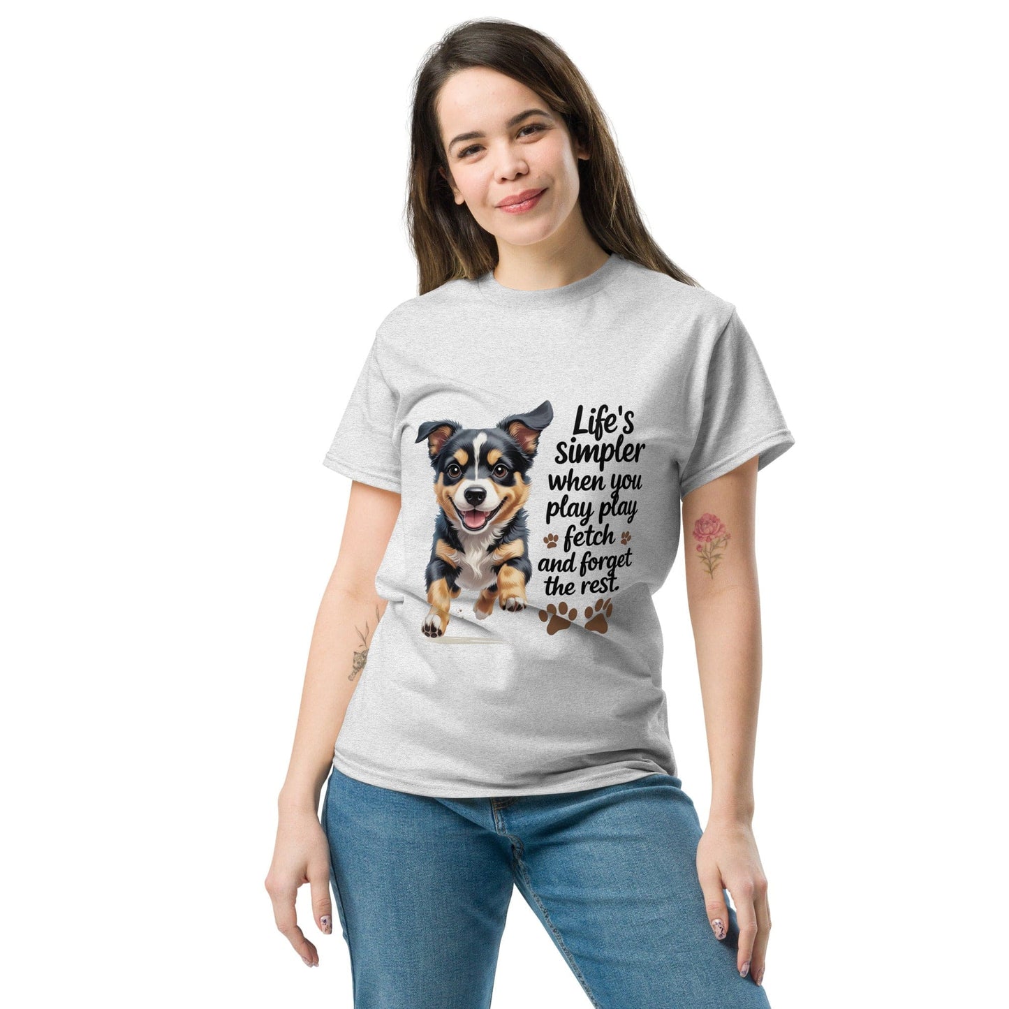 Puppy on Classic T-Shirt with 'Life’s simpler' - Collections by Moke 44884764