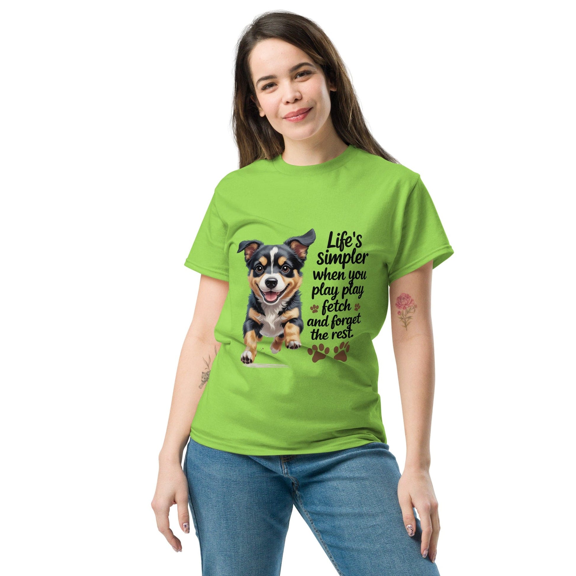 Puppy on Classic T-Shirt with 'Life’s simpler' - Collections by Moke 41649226