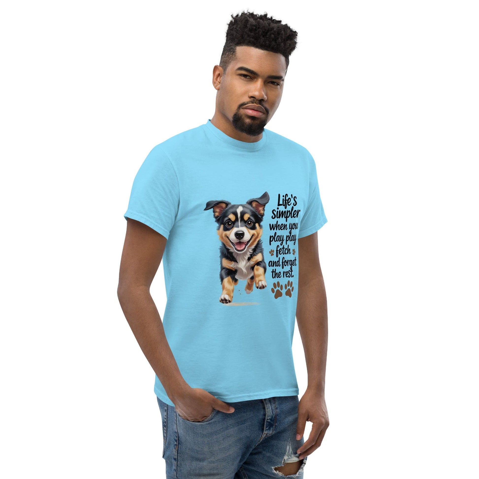 Puppy on Classic T-Shirt with 'Life’s simpler' - Collections by Moke 26524999