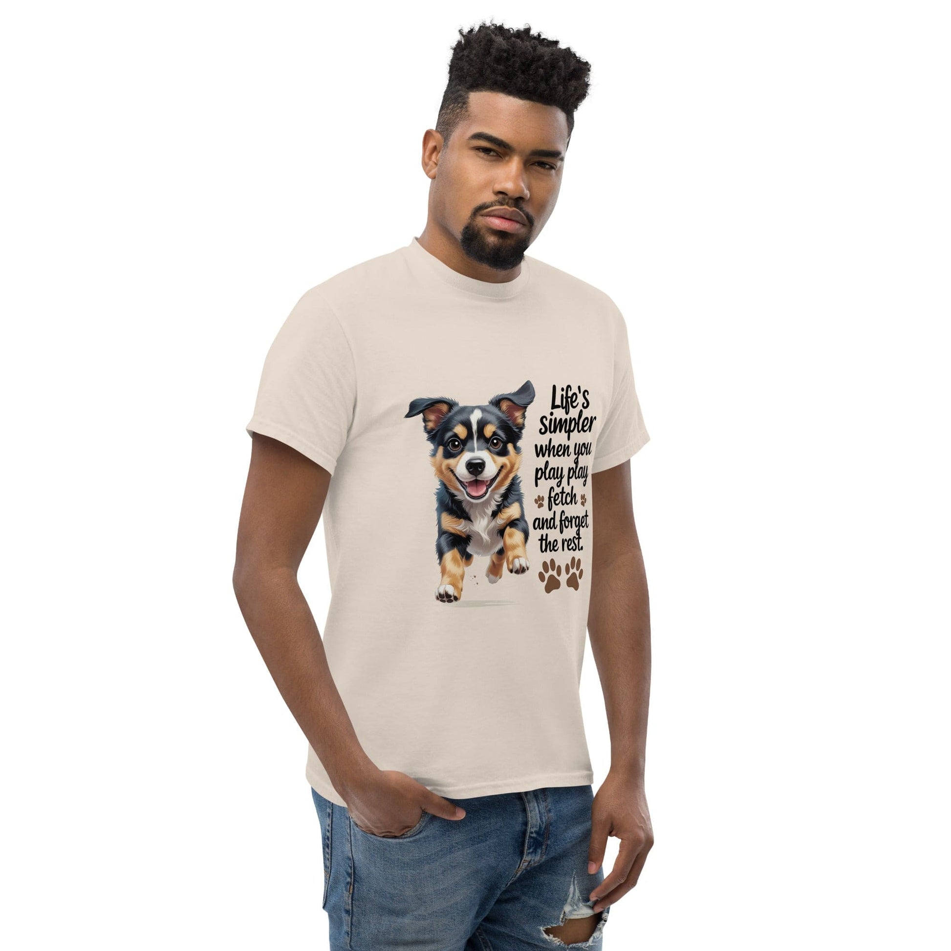 Puppy on Classic T-Shirt with 'Life’s simpler' - Collections by Moke 35902472
