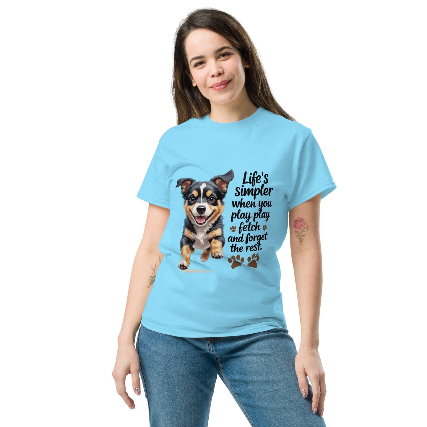 Puppy on Classic T-Shirt with 'Life’s simpler' - Collections by Moke 31377171