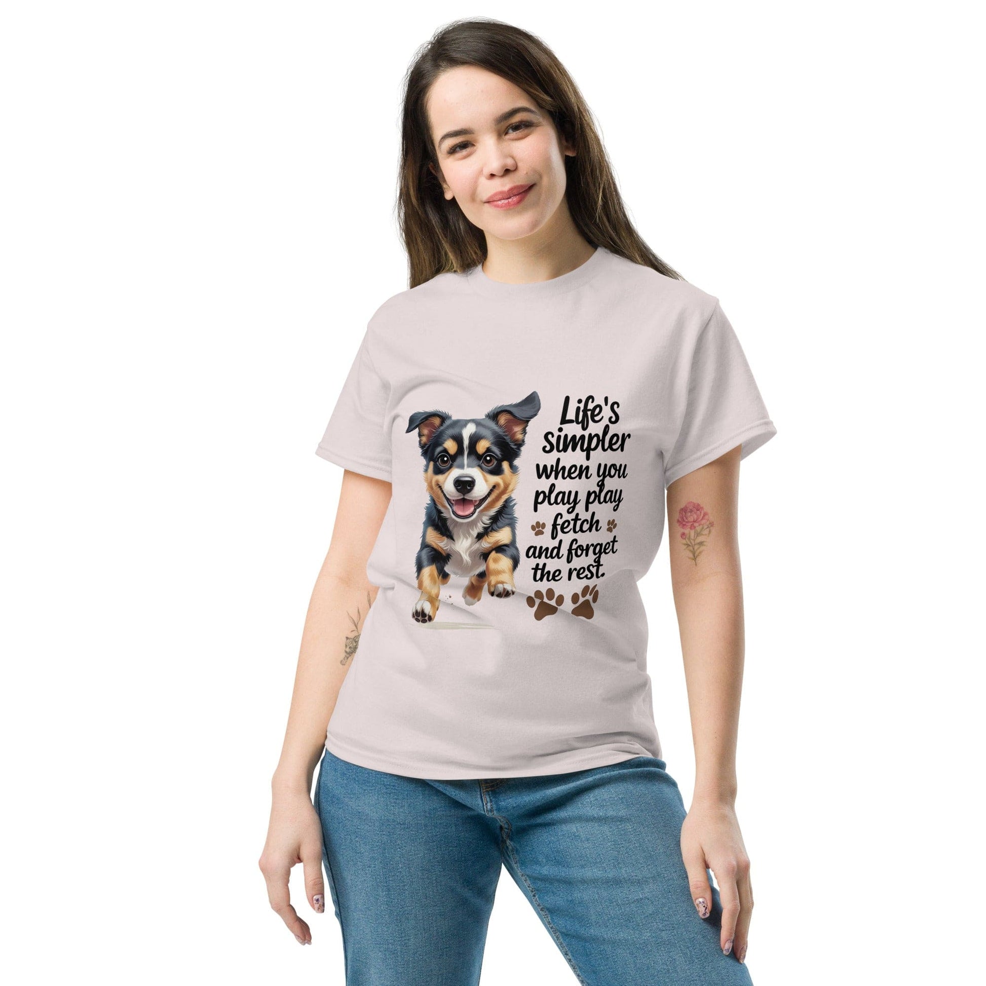 Puppy on Classic T-Shirt with 'Life’s simpler' - Collections by Moke 34242813
