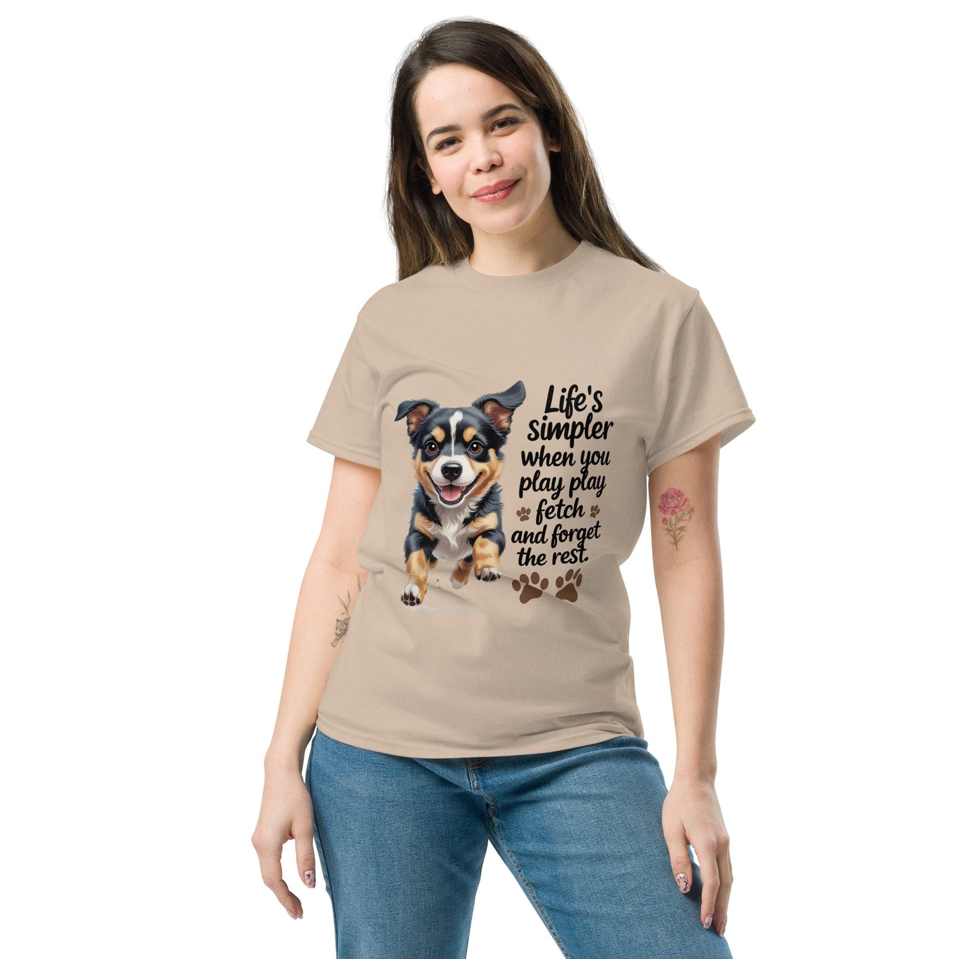 Puppy on Classic T-Shirt with 'Life’s simpler' - Collections by Moke 17749467
