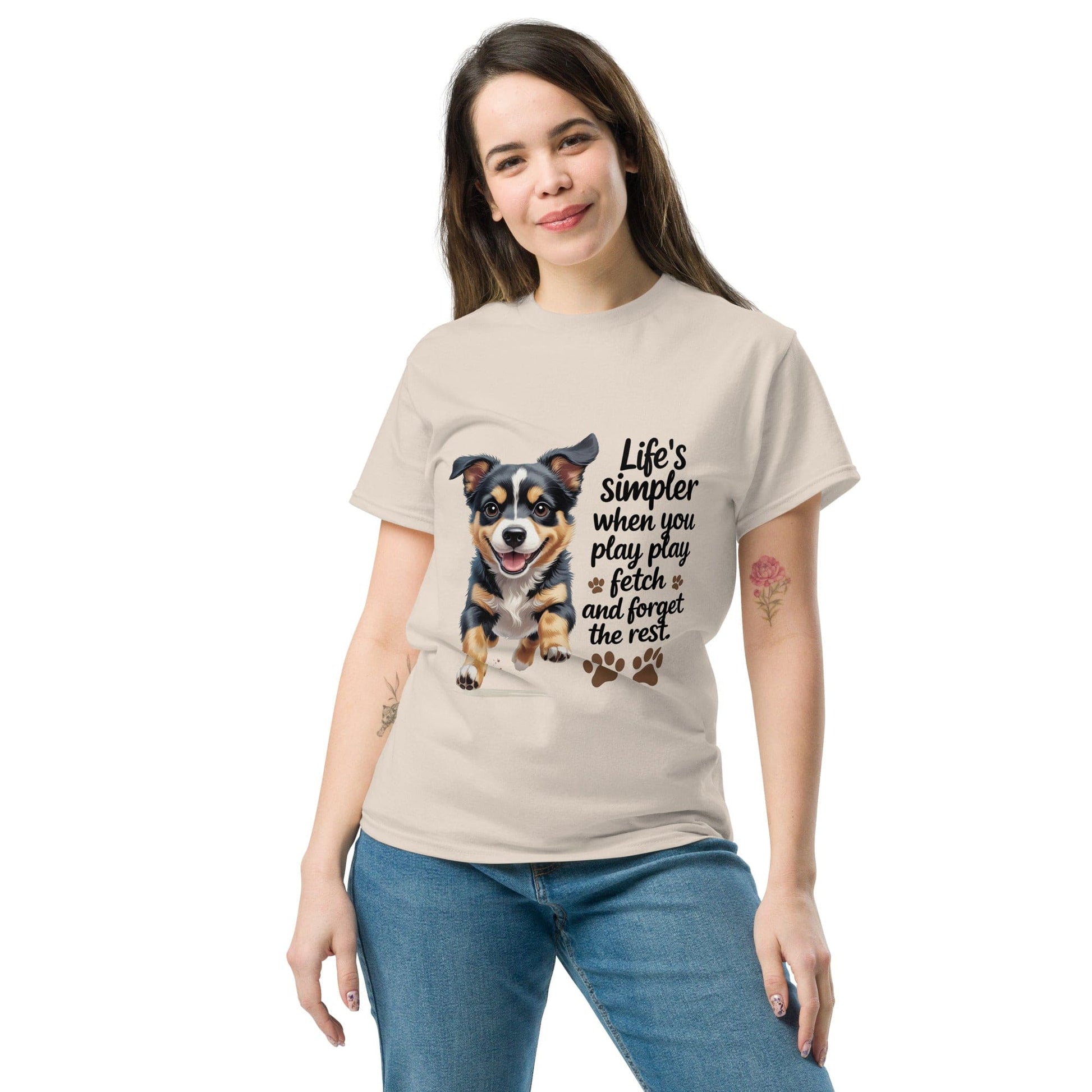 Puppy on Classic T-Shirt with 'Life’s simpler' - Collections by Moke 64426150