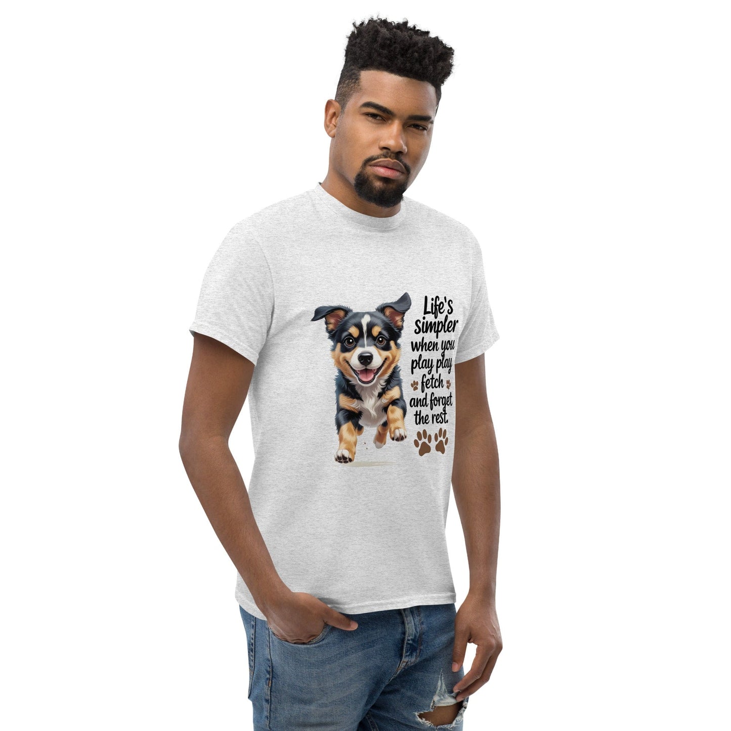 Puppy on Classic T-Shirt with 'Life’s simpler' - Collections by Moke 55221563