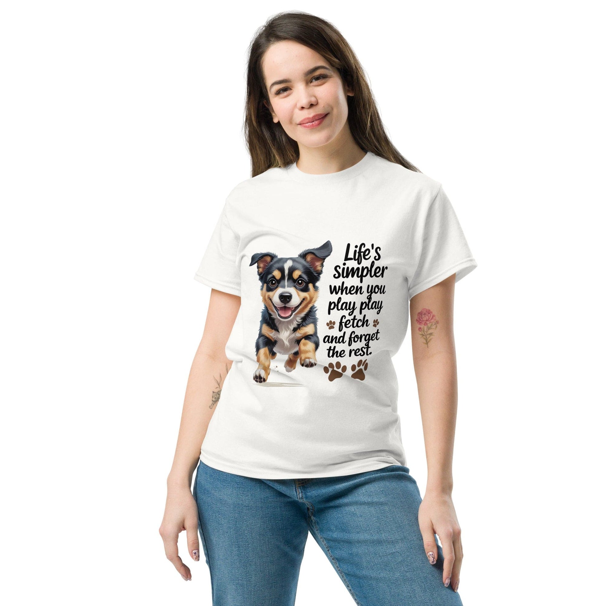 Puppy on Classic T-Shirt with 'Life’s simpler' - Collections by Moke 99829453
