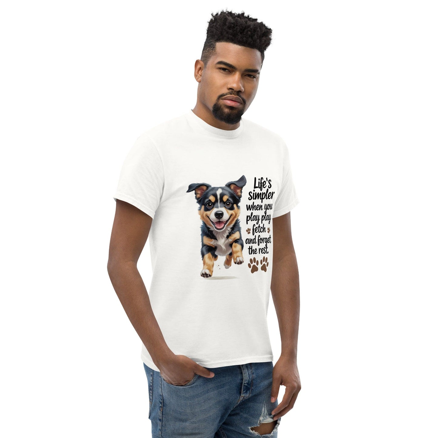 Puppy on Classic T-Shirt with 'Life’s simpler' - Collections by Moke 98334225