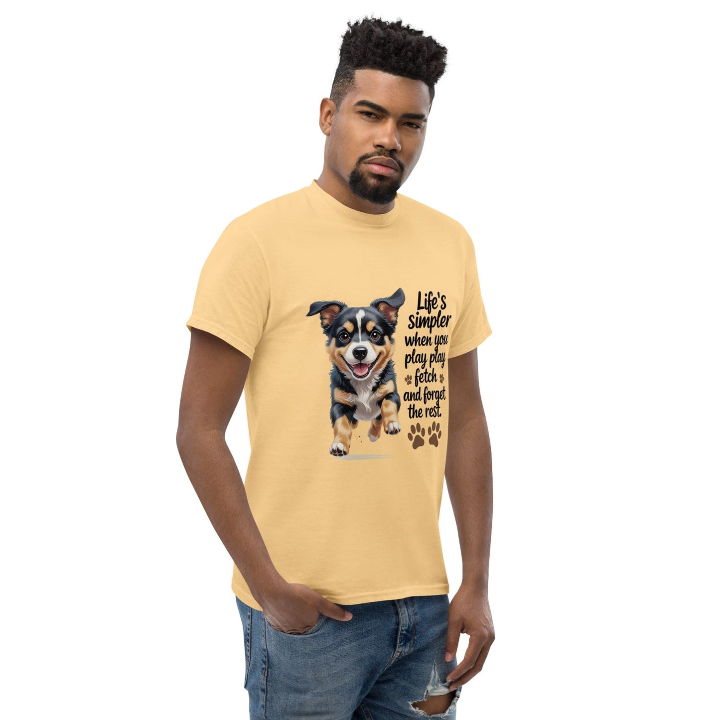 Puppy on Classic T-Shirt with 'Life’s simpler' - Collections by Moke 55549593