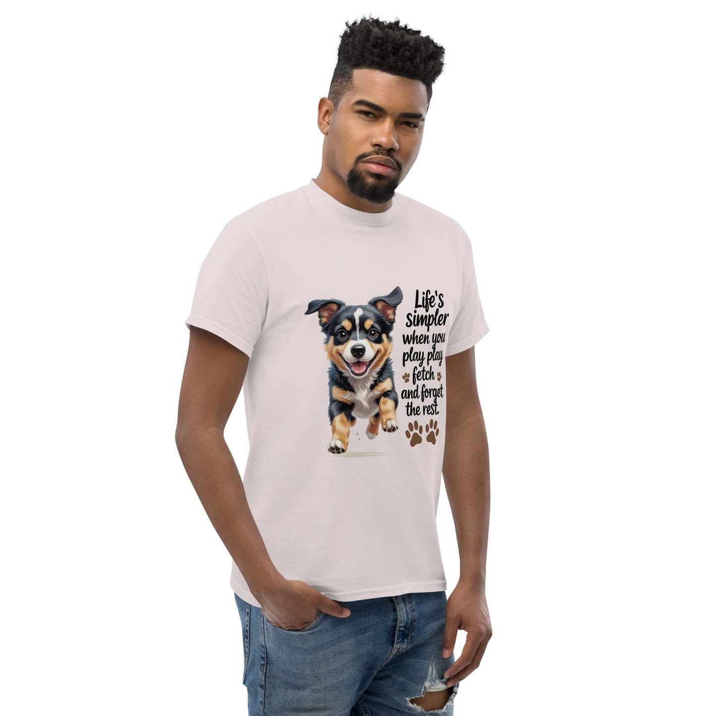 Puppy on Classic T-Shirt with 'Life’s simpler' - Collections by Moke 14673685
