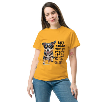 Puppy on Classic T-Shirt with 'Life’s simpler' - Collections by Moke 1358303