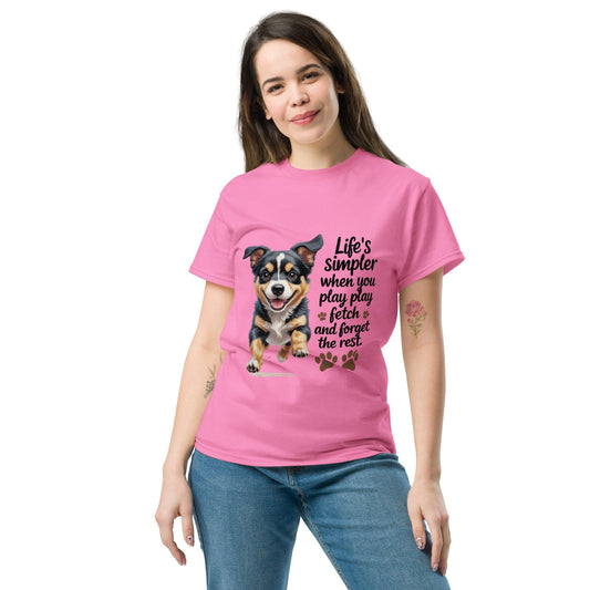 Puppy on Classic T-Shirt with 'Life’s simpler' - Collections by Moke 91309797