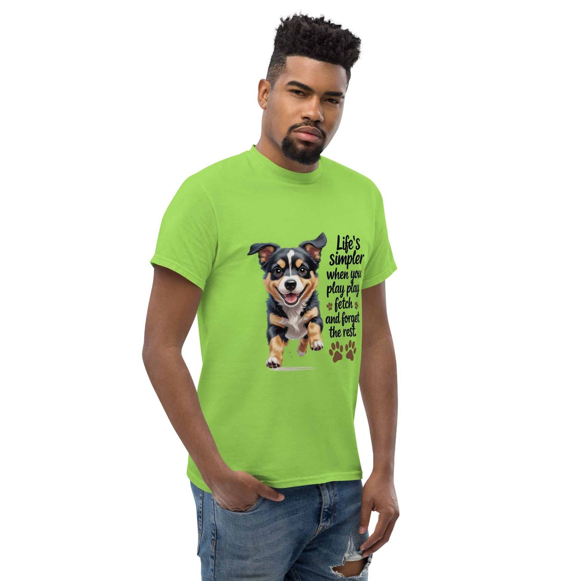 Puppy on Classic T-Shirt with 'Life’s simpler' - Collections by Moke 82122339