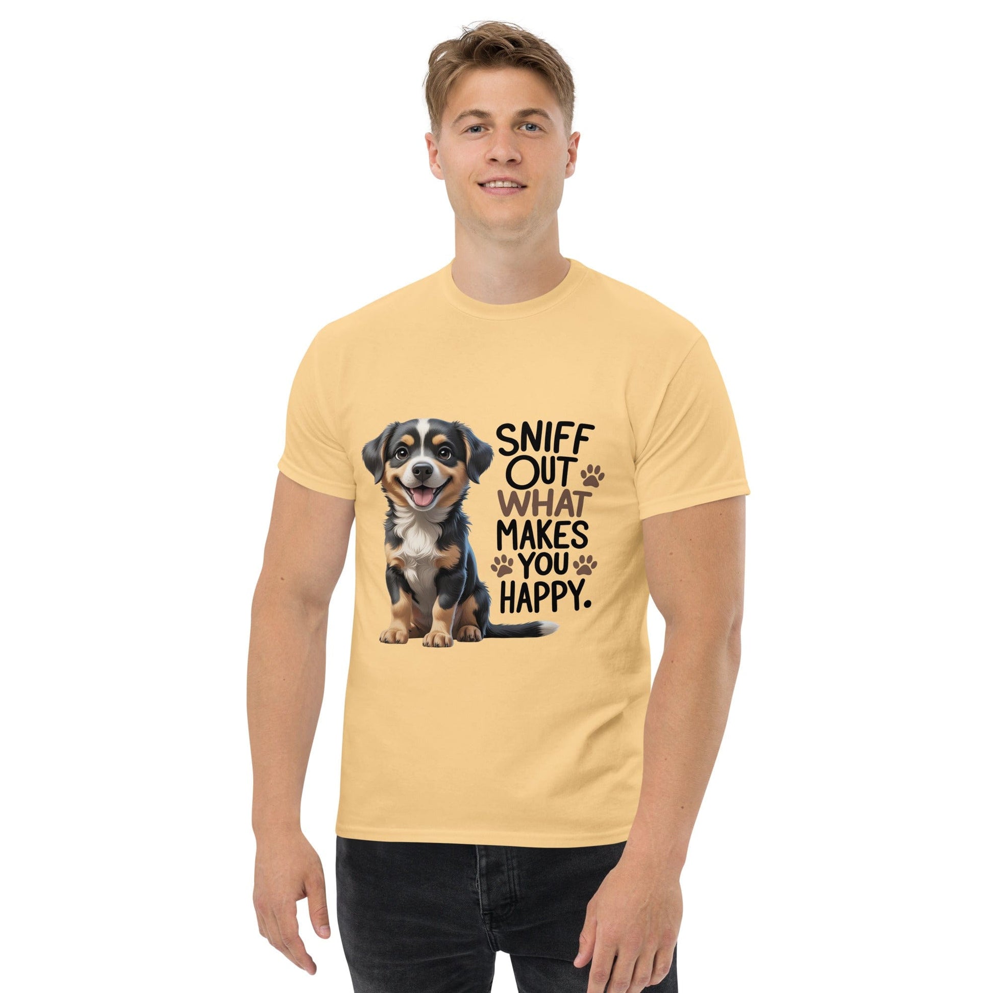 Puppy on Classic T-Shirt with "sniff out what makes you happy" - Collections by Moke 46562785