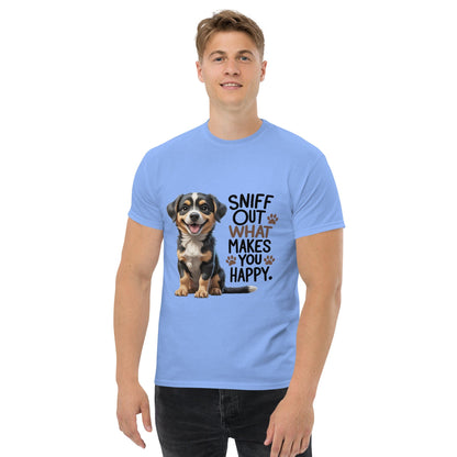 Puppy on Classic T-Shirt with "sniff out what makes you happy" - Collections by Moke 4778290