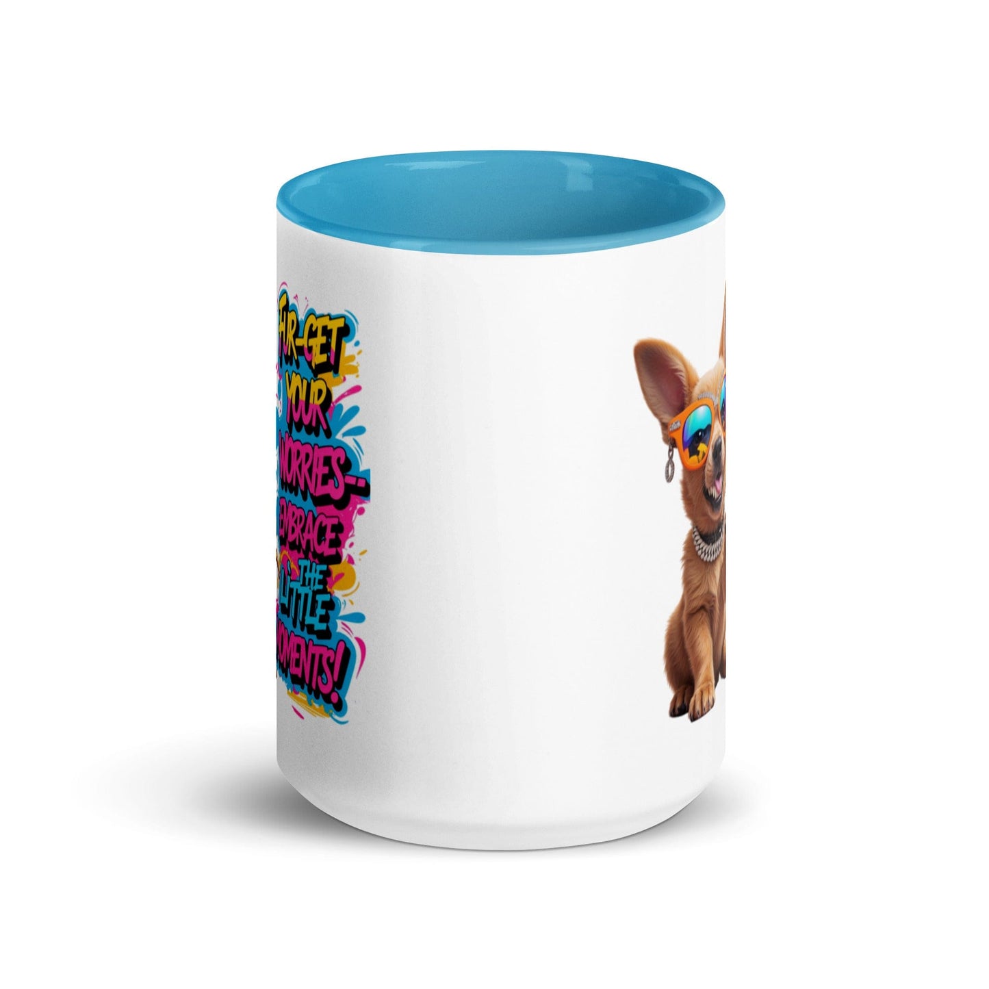 Puppy on Colourful Ceramic Mug with "Fur-get your worries" - Collections by Moke 52457937