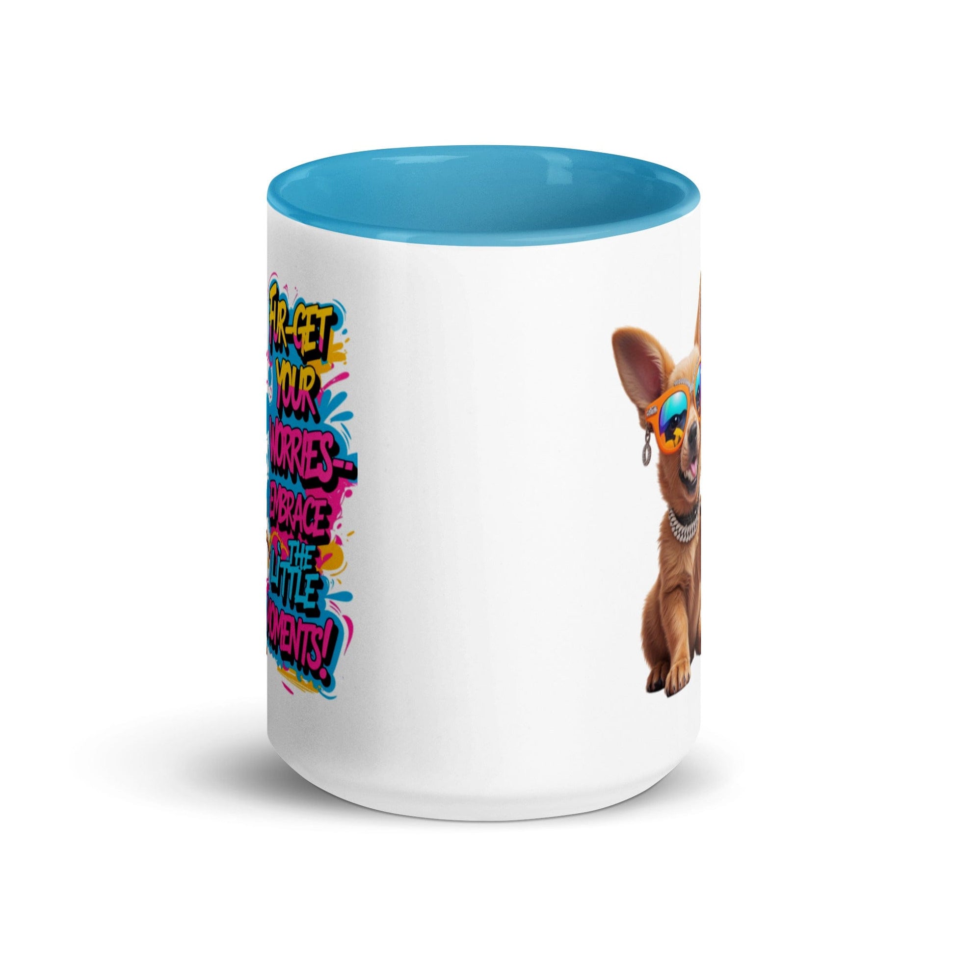 Puppy on Colourful Ceramic Mug with "Fur-get your worries" - Collections by Moke 52457937