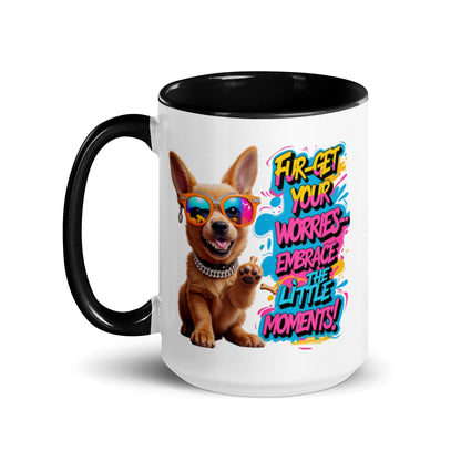 Puppy on Colourful Ceramic Mug with "Fur-get your worries" - Collections by Moke 98713167