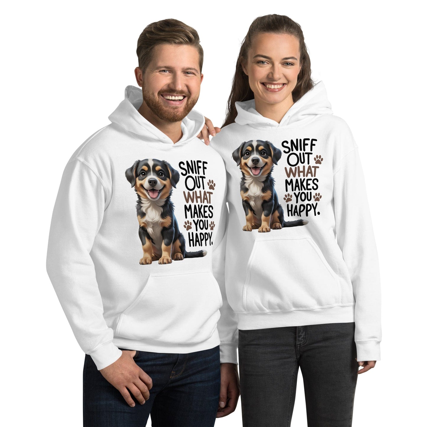 Puppy on Hoodie with "sniff out what makes you happy" - Collections by Moke 5594960