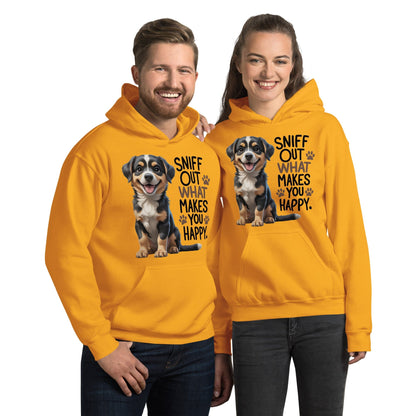 Puppy on Hoodie with "sniff out what makes you happy" - Collections by Moke 34226524