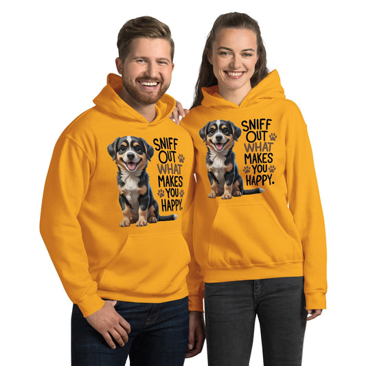 Puppy on Hoodie with "sniff out what makes you happy" - Collections by Moke 34226524