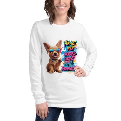 Puppy on Long Sleeve T-Shirt with "Fur-get your worries" - Collections by Moke 86775624