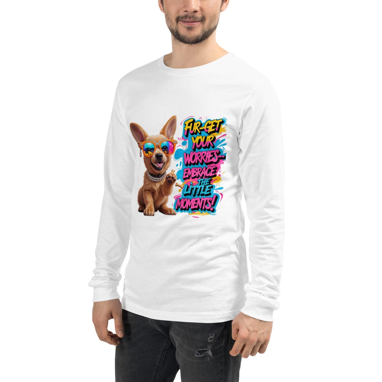 Puppy on Long Sleeve T-Shirt with "Fur-get your worries" - Collections by Moke 95569452