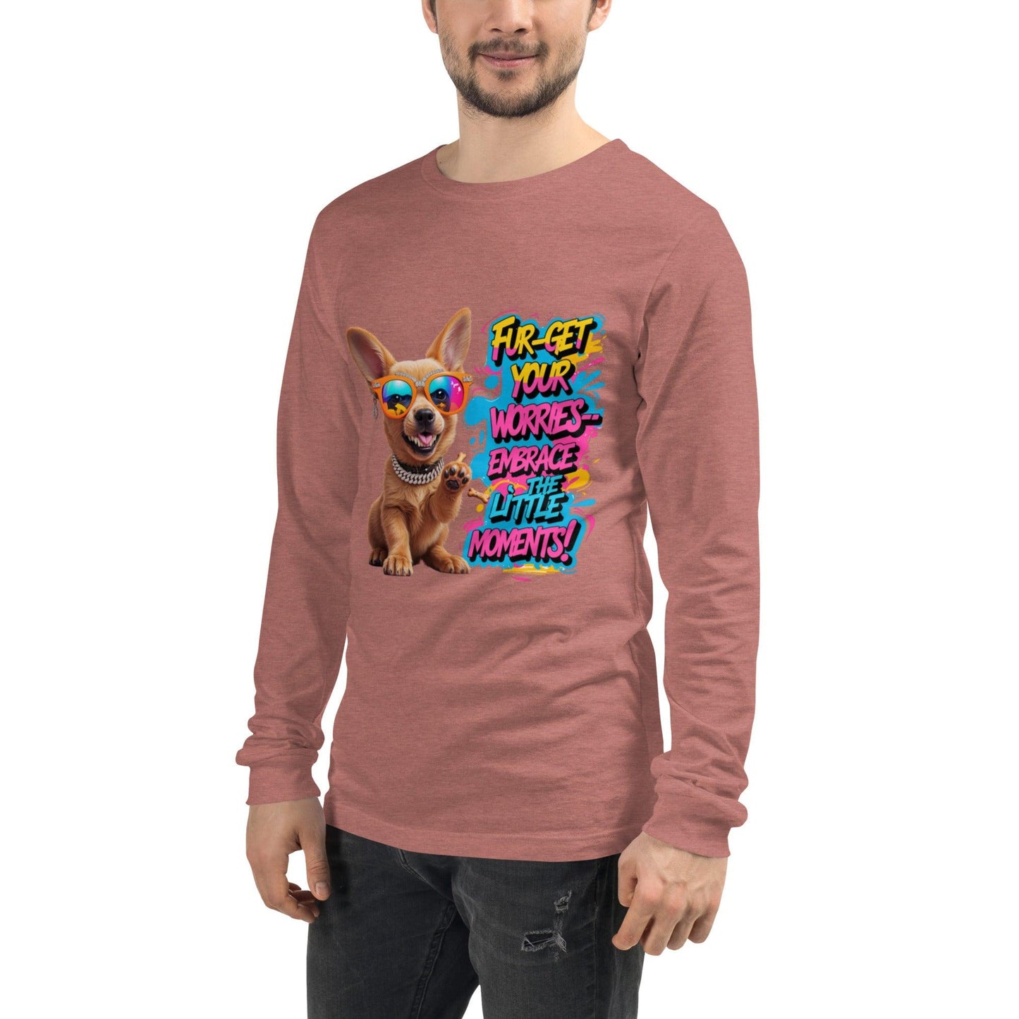 Puppy on Long Sleeve T-Shirt with "Fur-get your worries" - Collections by Moke 25238413