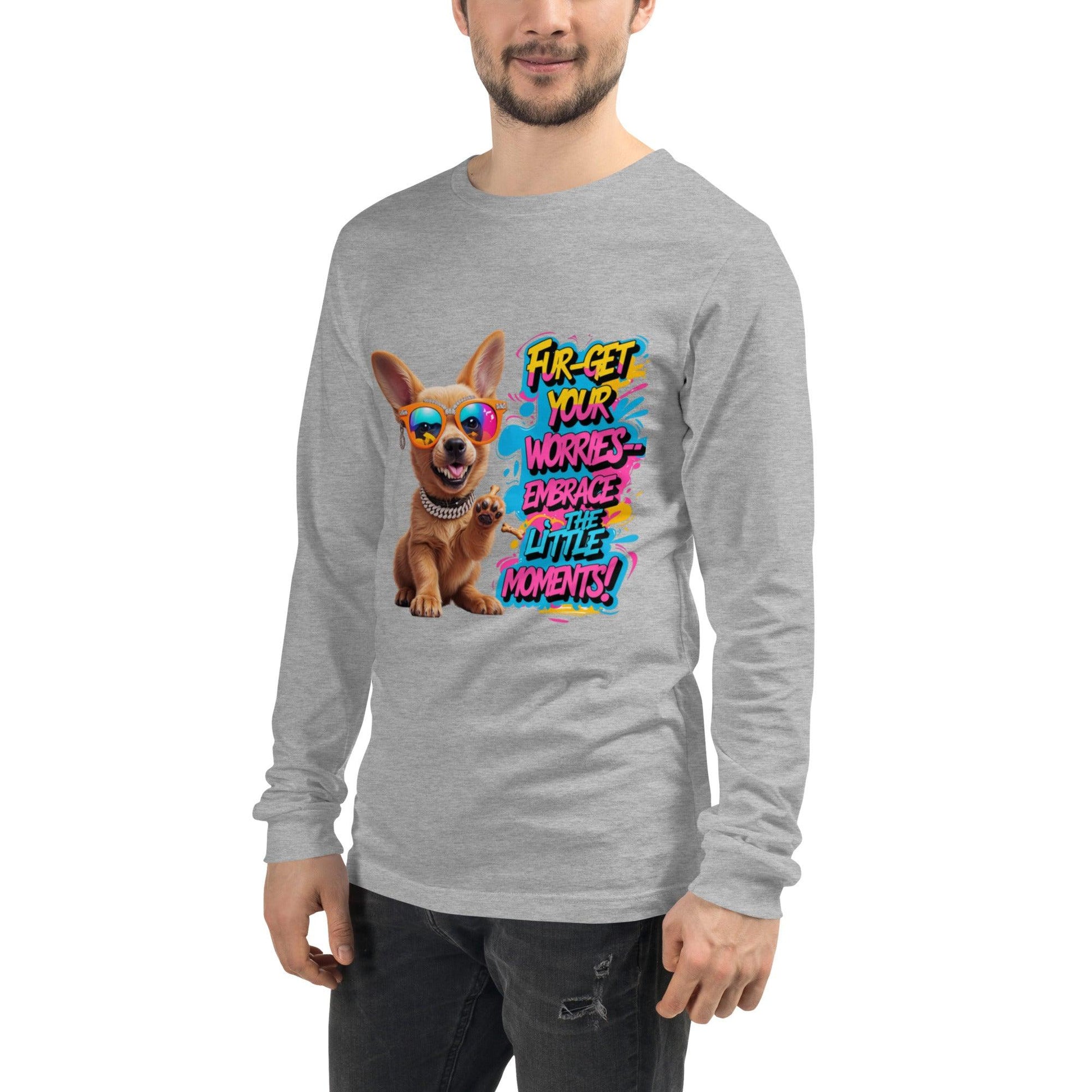 Puppy on Long Sleeve T-Shirt with "Fur-get your worries" - Collections by Moke 46330445