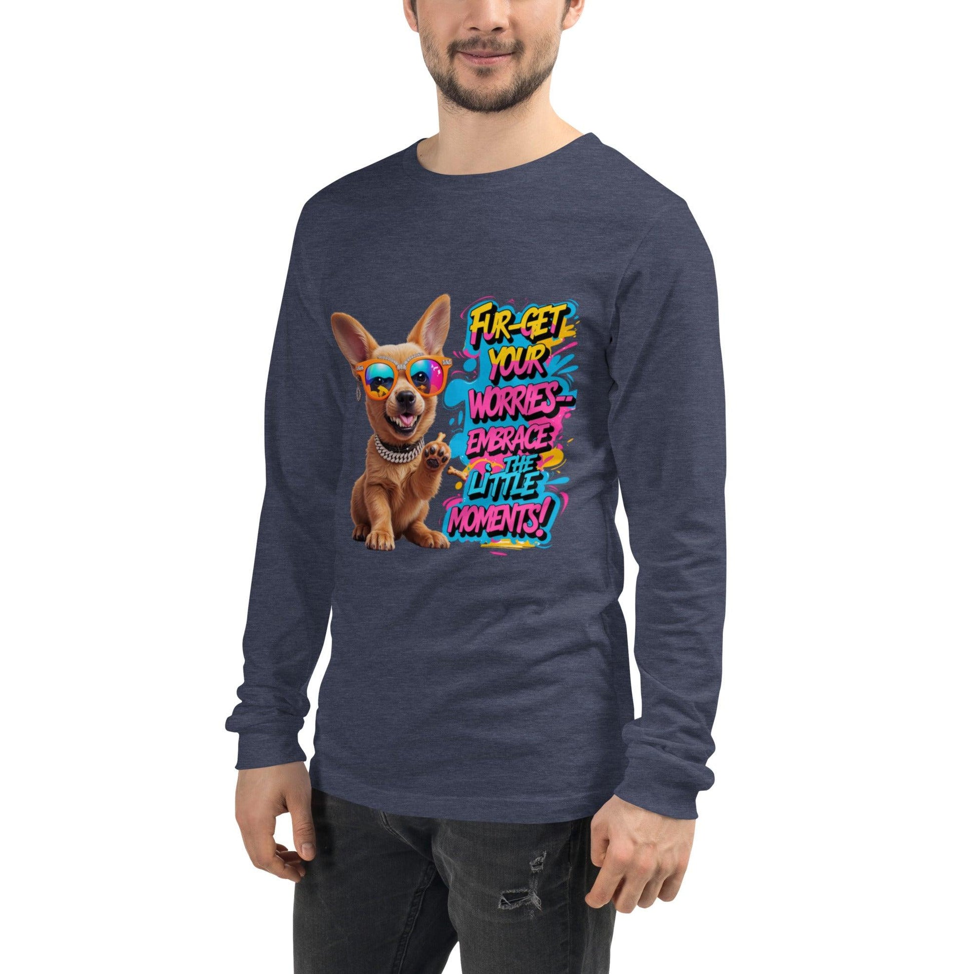Puppy on Long Sleeve T-Shirt with "Fur-get your worries" - Collections by Moke 4569028